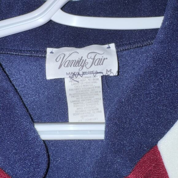 Vanity Fair M Nightgown Robe Colorblock Full Length Velvet Velour Zip Up 1/2 - Picture 9 of 9